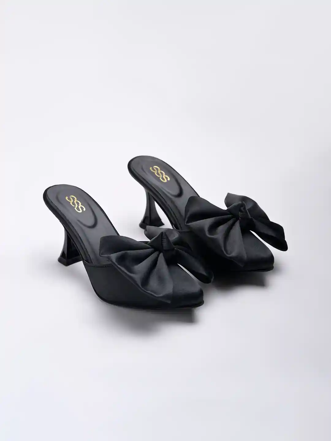 Buy Street Style Store Bow Embellished Pointed Toe Slim Heel Mules