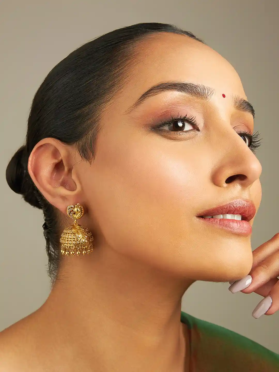 Buy Kushal's Fashion Jewellery Gold Plated Jhumkas Earrings for