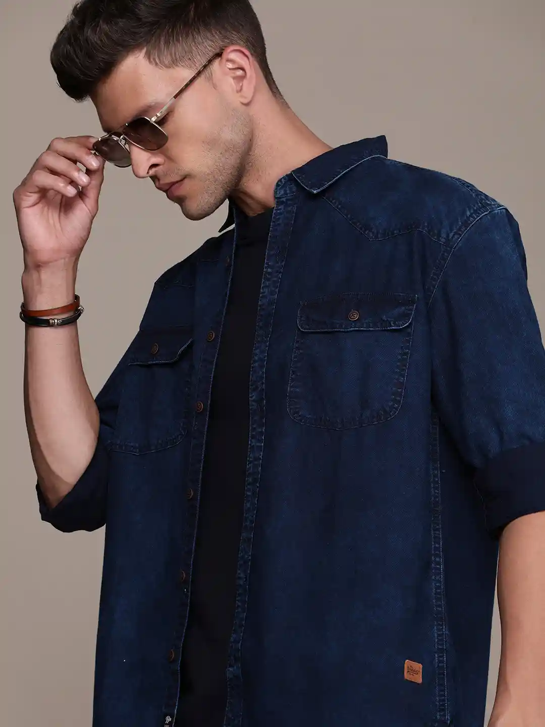 Roadster Men Relaxed Solid Denim Casual Shirt