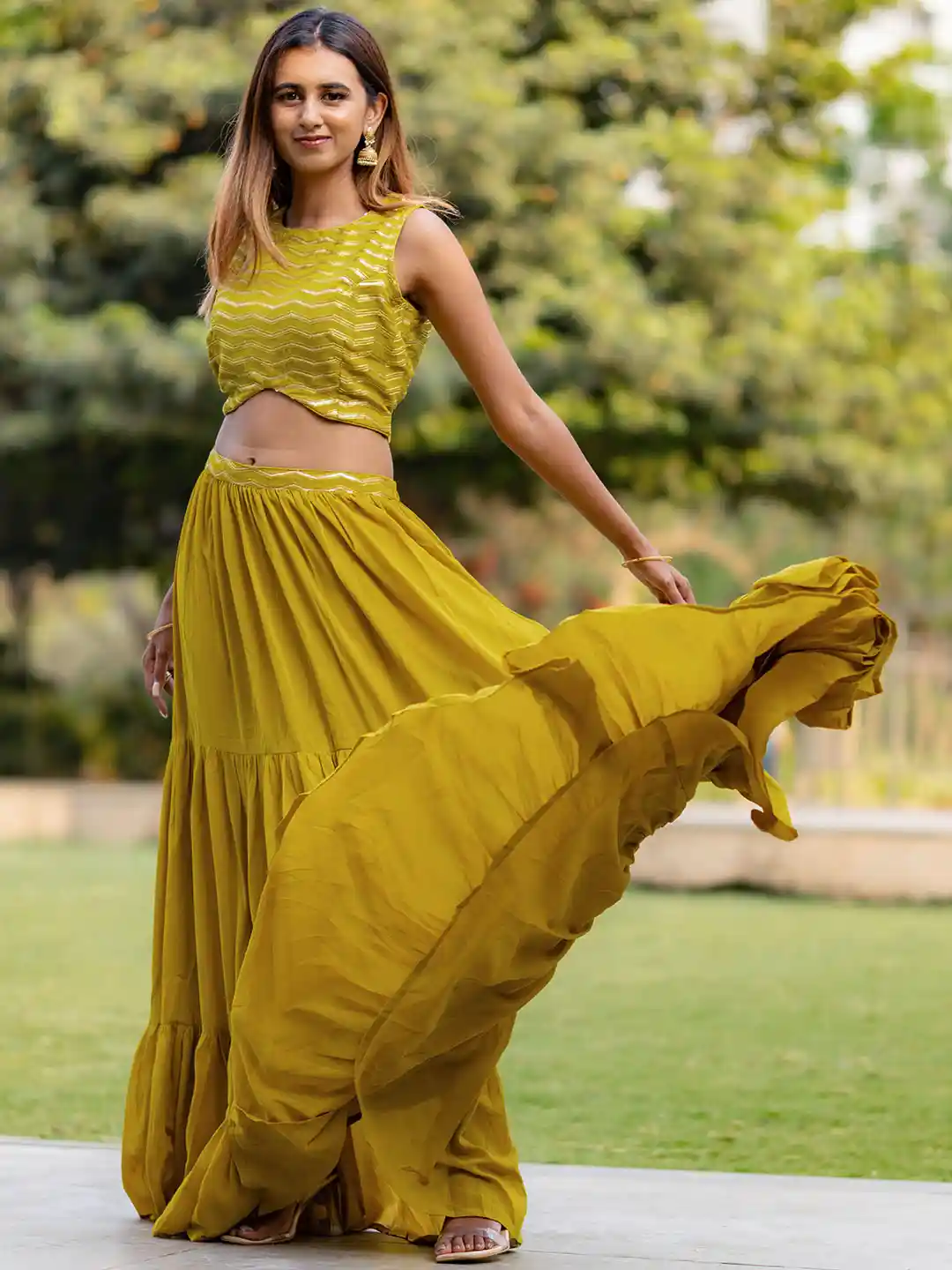 Wear Lehenga Crop Top And Lehenga Skirt Online Myntra Libas