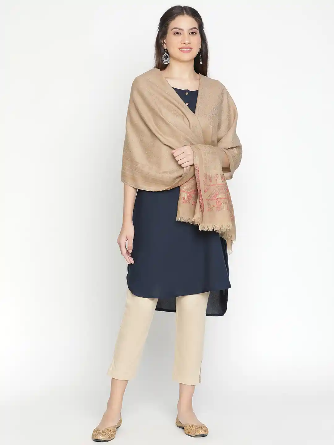 SHINGORA Ethnic Motifs Woven Design Shawl