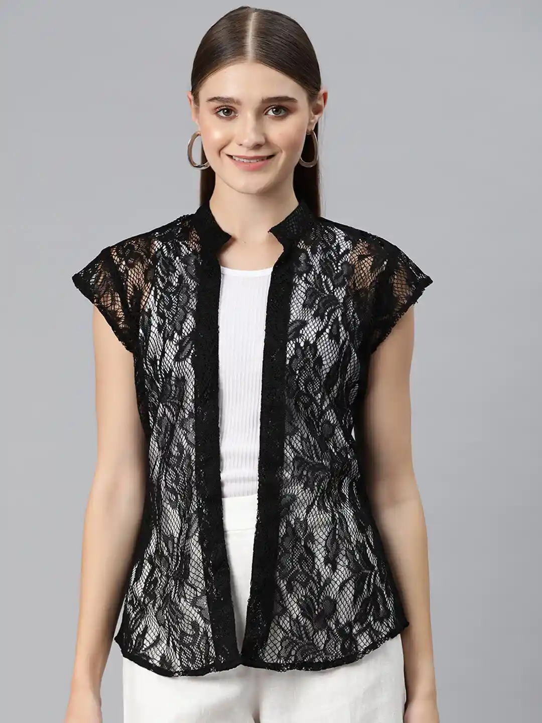 Buy Cottinfab Front Open Net Shrug Shrug for Women 25573740 Myntra