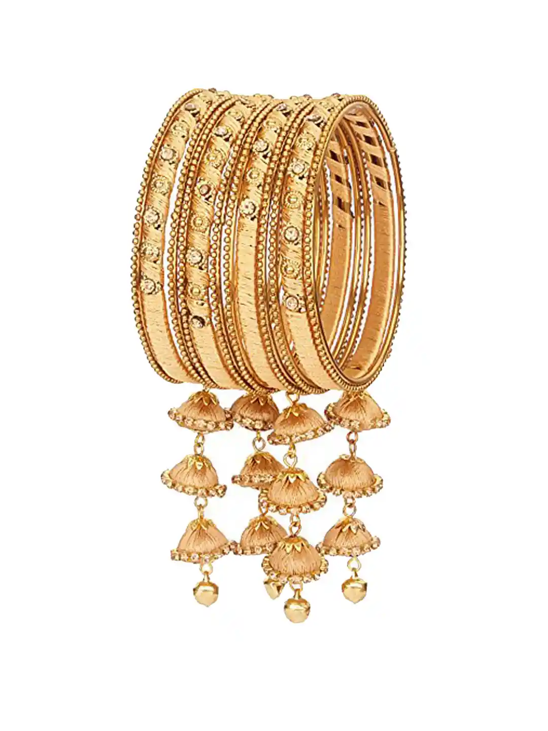 NMII Set Of 12 Gold-Plated Zircon-Studded Latkan Bangles