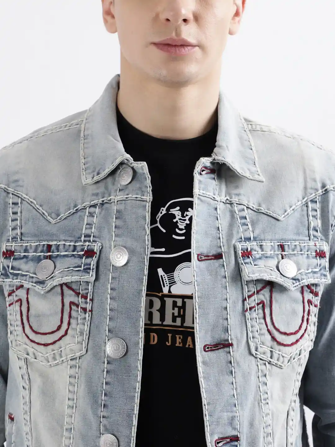 Buy True Religion Washed Longline Denim Jacket Jackets for Men