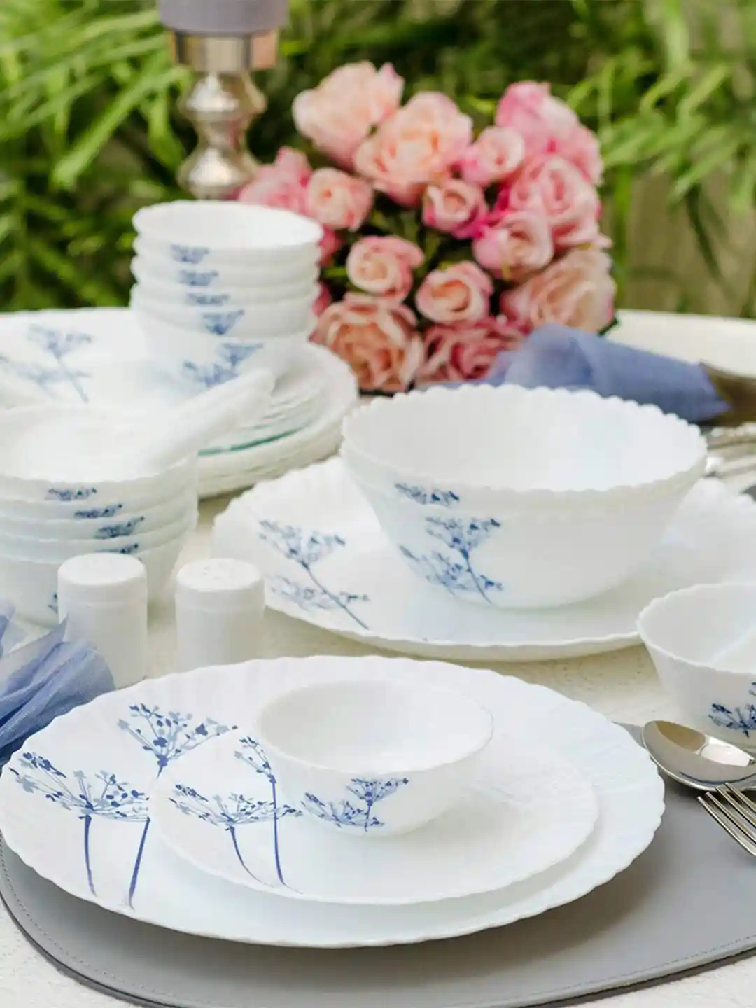 Buy Laopala White Floral Opalware Microwave Safe 46 Piece Dinner