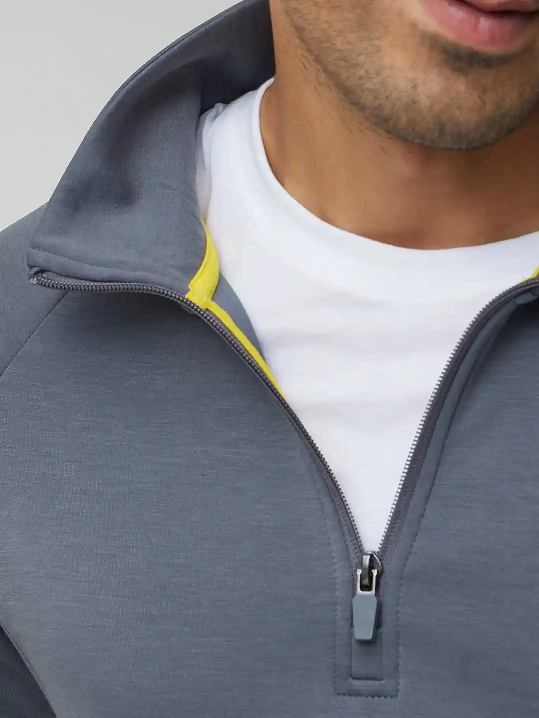 Buy XYXX Men Regular Fit Solid Ash Grey Half- Zip Sweatshirt