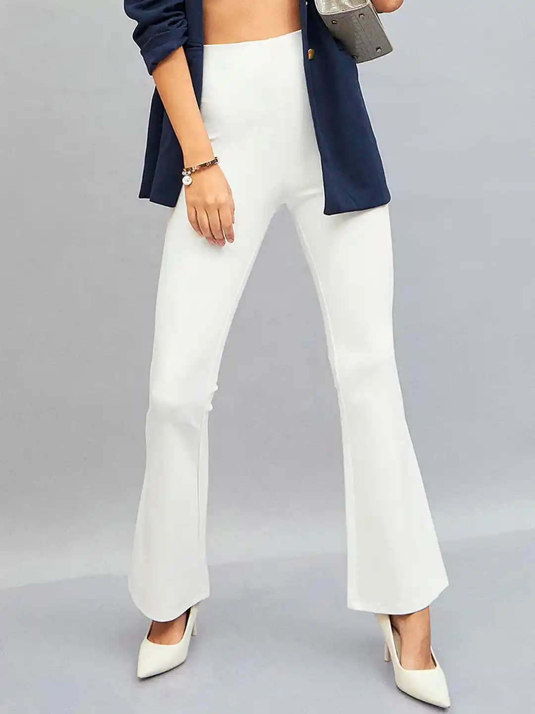 SASSAFRAS Women Slim Fit Mid-Rise Bootcut Trousers