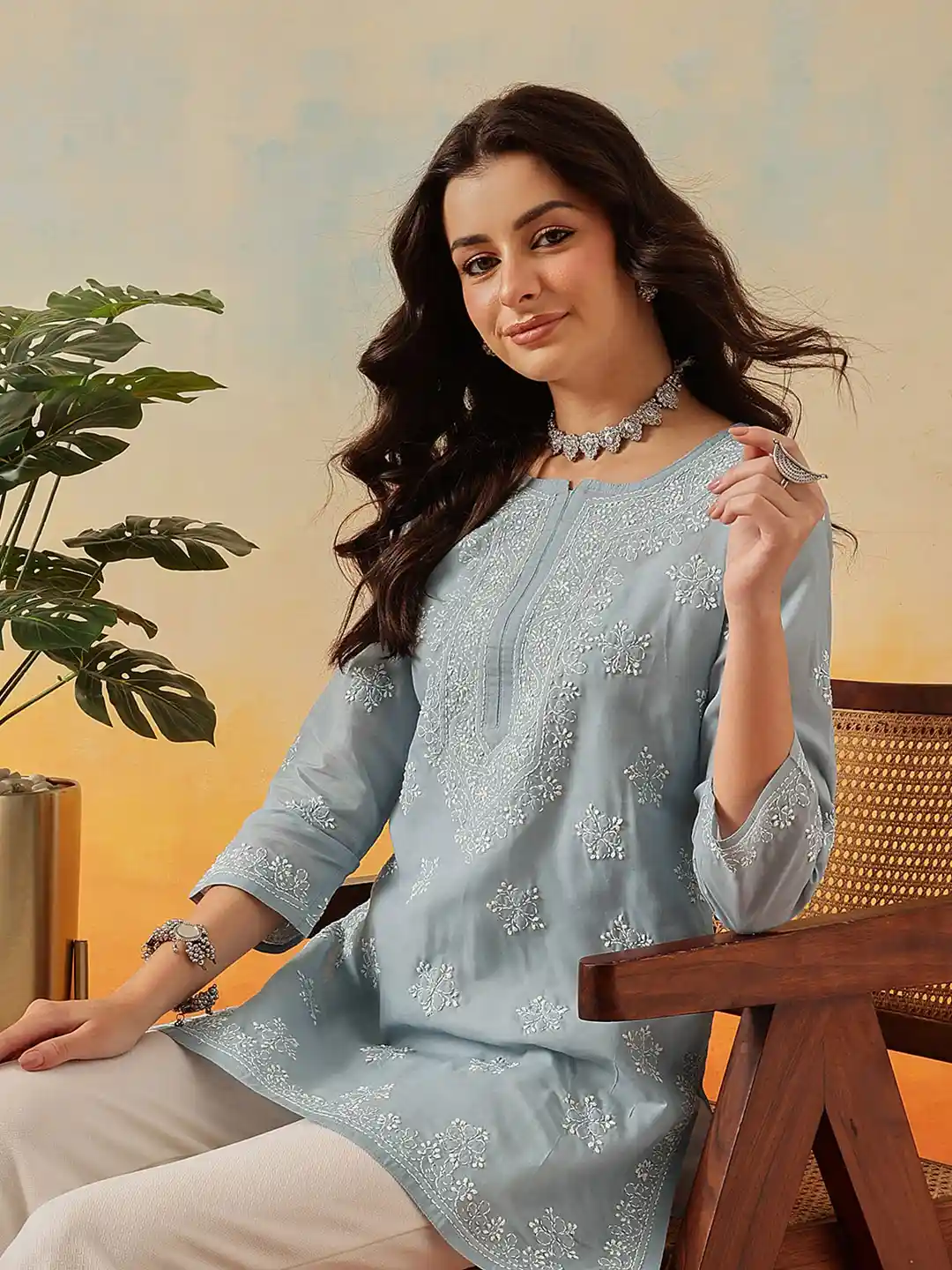 Chikankari Kurti 6xl Kurtis Online Shopping ADA Floral Chikankari