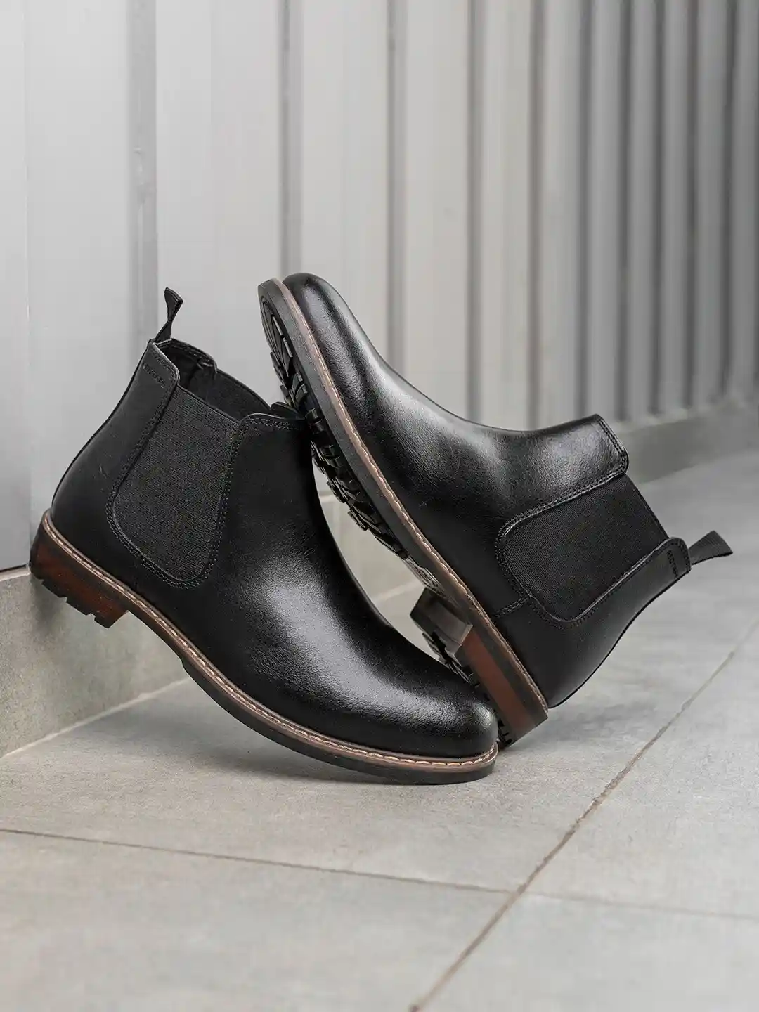 Tape Shoes Soft Leather Ankle Boots Mens Red Tape Chelsea Boots