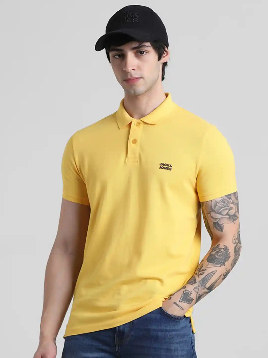 Jack Jones Polo Collar Slim Fit Pure Cotton T-Shirt - Main Image