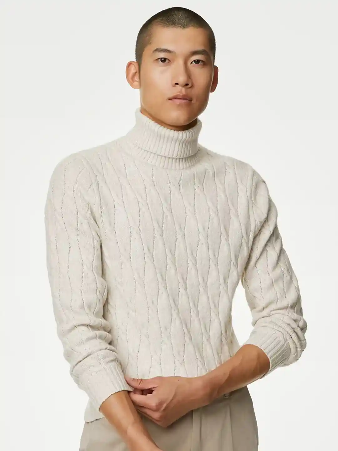 Buy Marks Spencer Cable Knit Turtle Neck Pullover Sweaters for