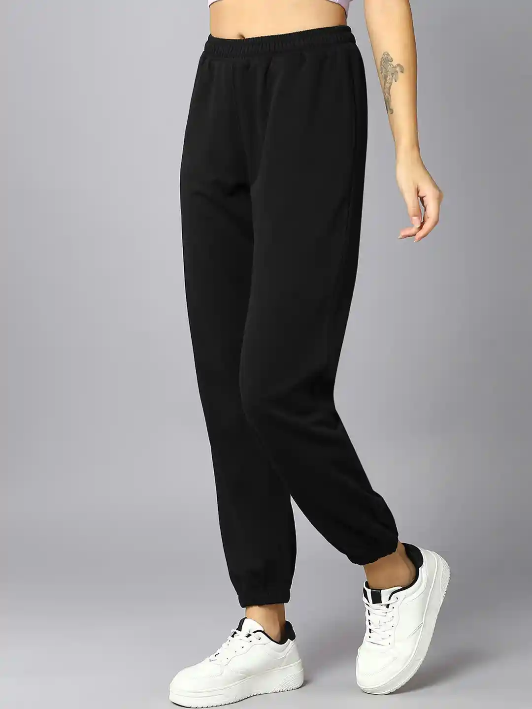 Buy The Roadster Lifestyle Women Black Mid Rise Joggers