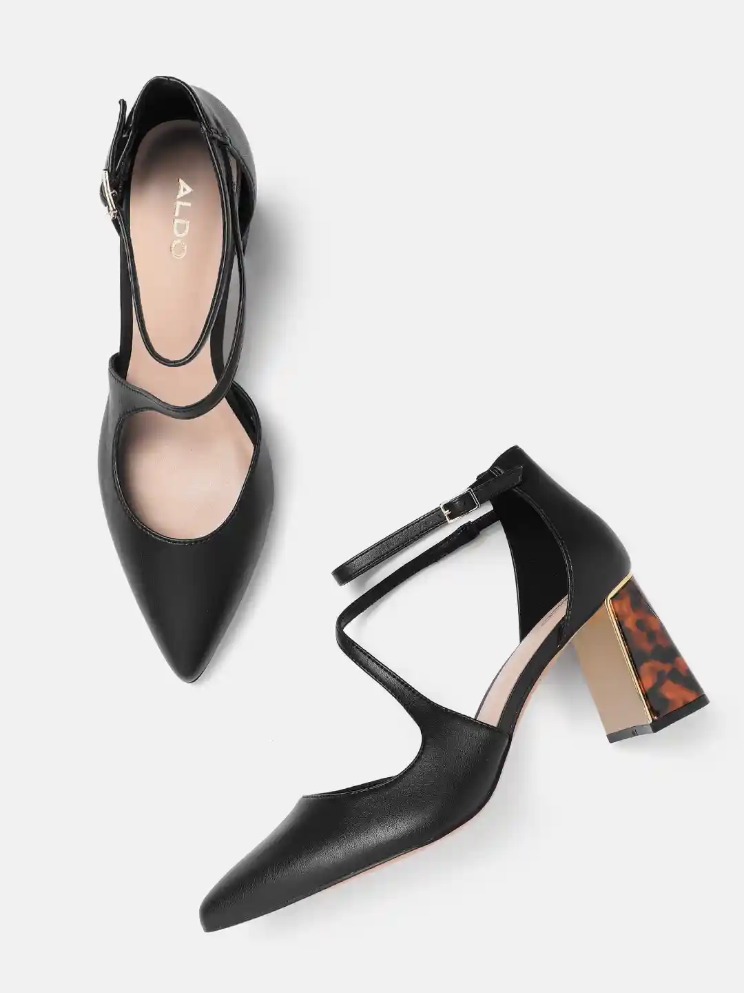 Aldo Shoes Aldo Black Patent Heels Pointed Heels Aldo Black Stilettos ALDO  Mid-Top Block Heel
