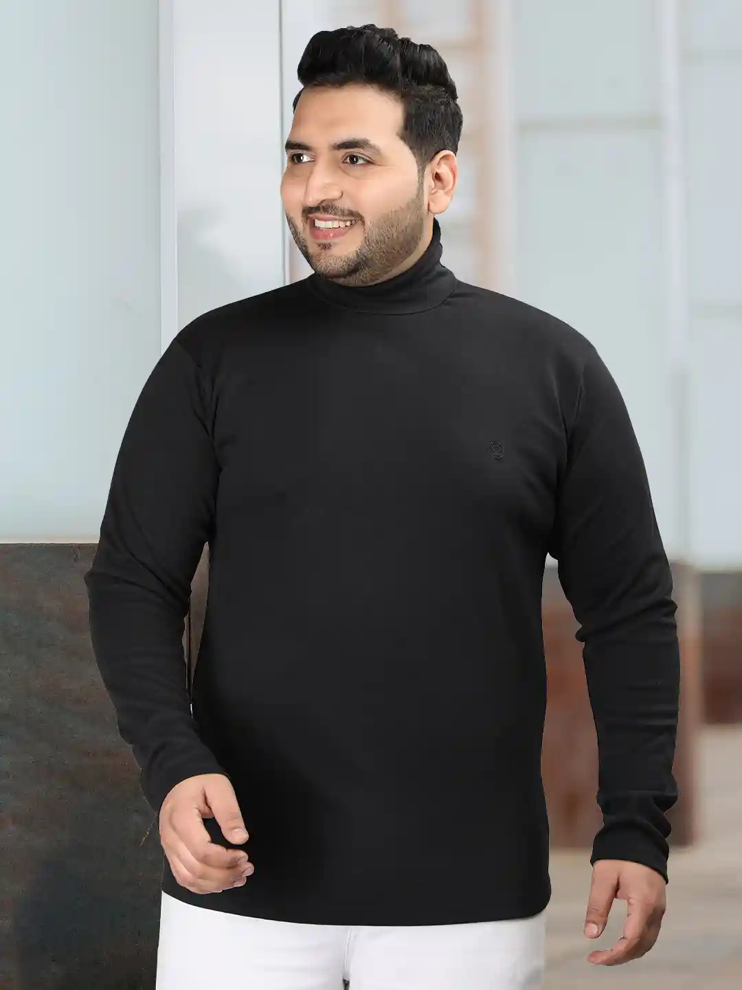 Buy CHKOKKO Plus Size Turtle Neck Casual T-shirt Tshirts for Men