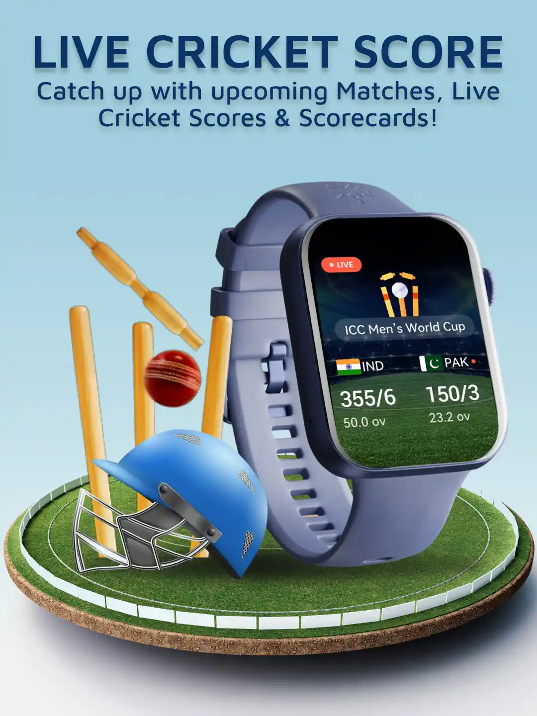 Buy CULT Blue Burn Plus Live Cricket Score Crown Control Inch