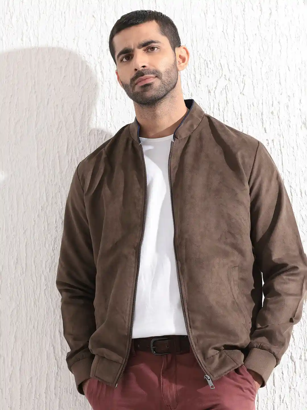 Buy RARE RABBIT Men Henron Regular Fit Mandarin Collar Bomber