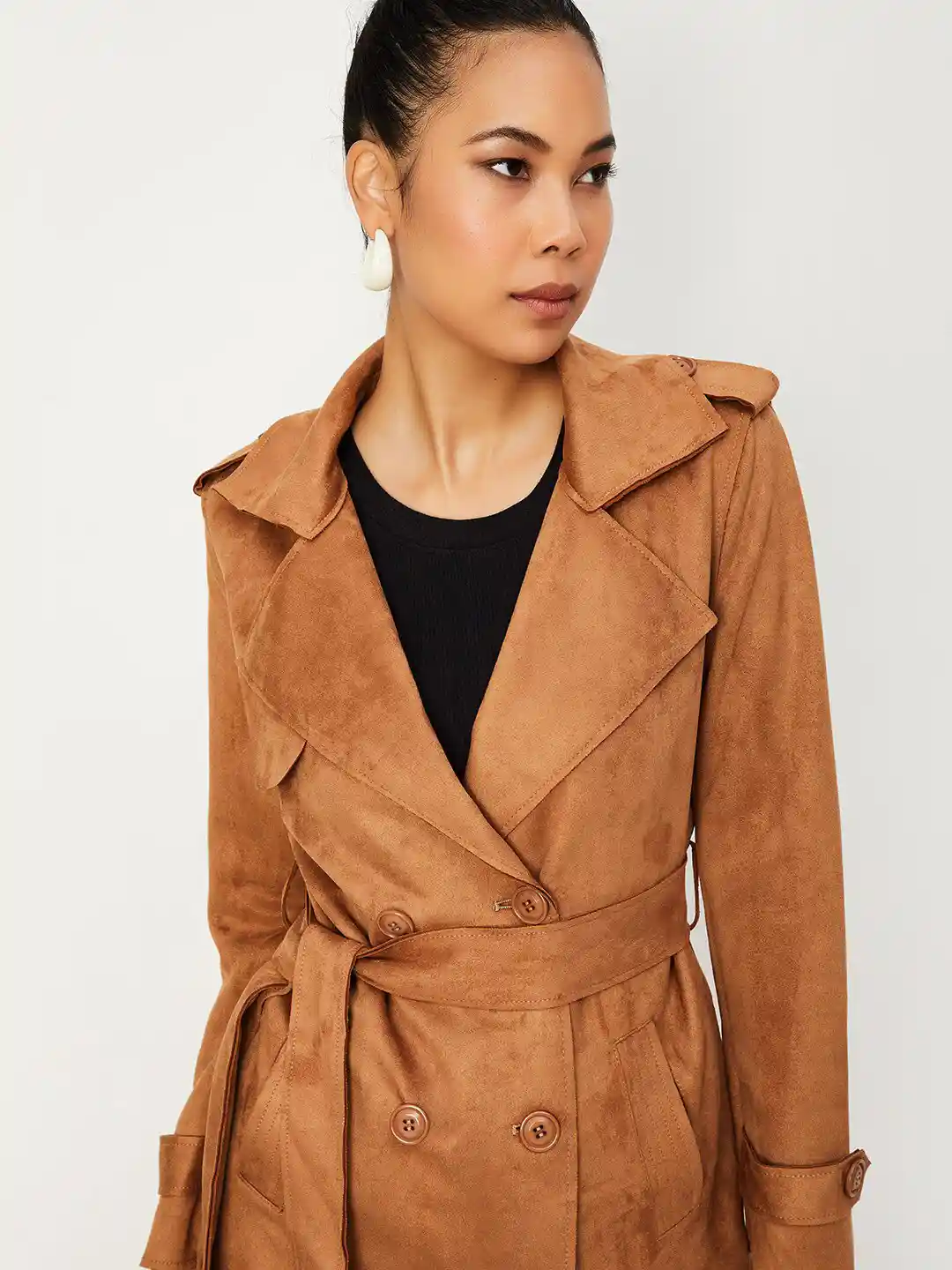   super long coat 着丈133 Buy max Notched Lapel Longline Trench Coat - Coats for Women