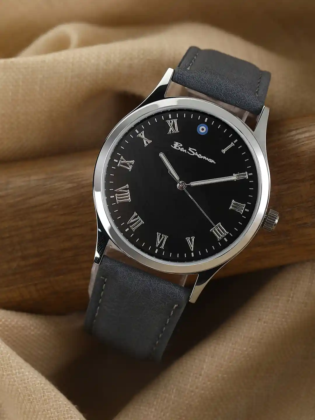 BEN SHERMAN Men Embellished Dial Leather Straps Analogue Watch BS101U