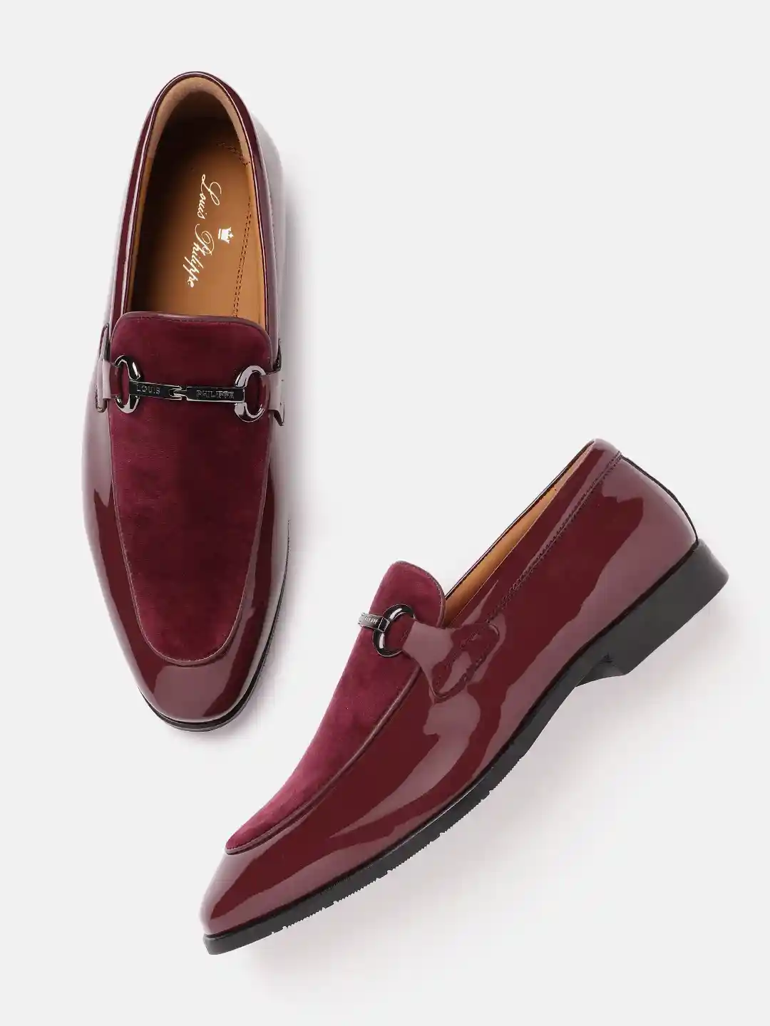 Buy Louis Philippe Men Round-Toe Formal Leather Horse-Bit Loafers