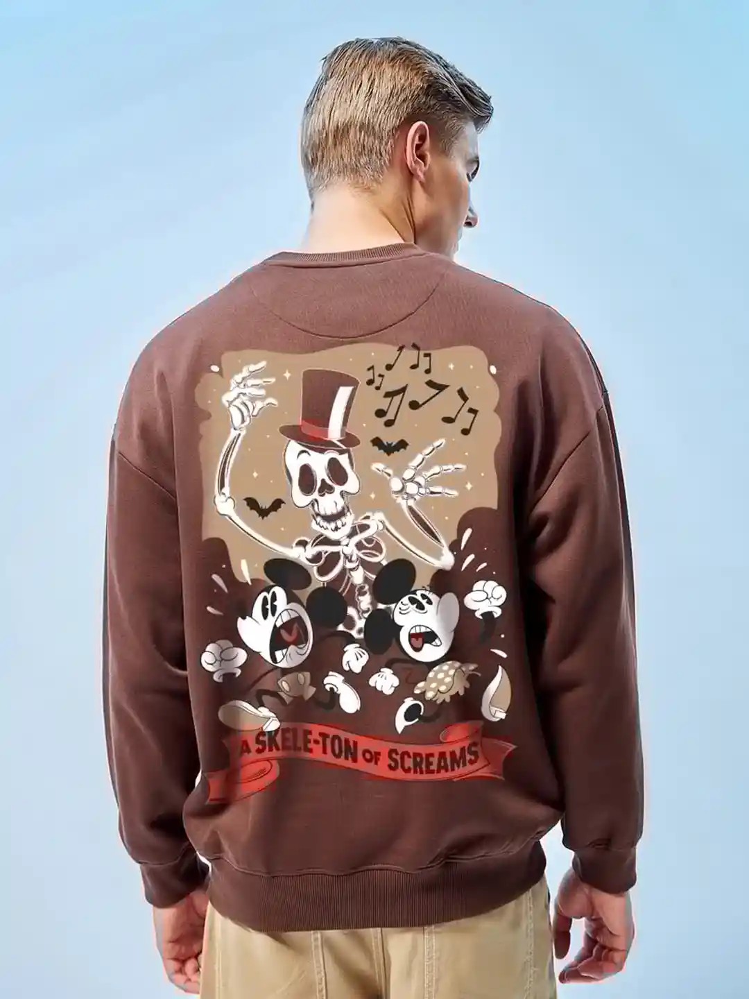 Buy Bewakoof Maroon Mickey Mouse Printed Fleece Oversized