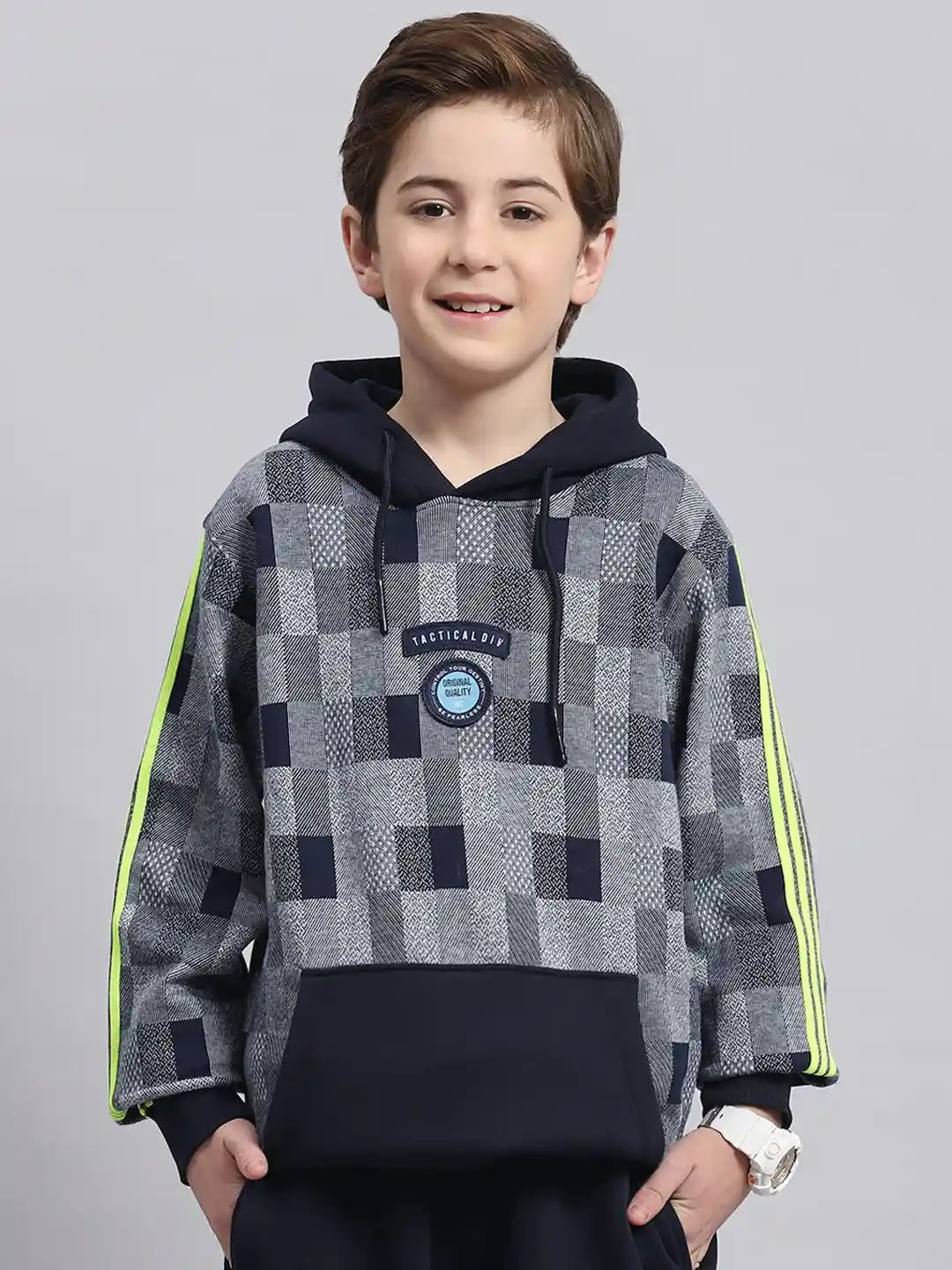 Buy Monte Carlo Boys Geometric Printed Hooded Front-Open