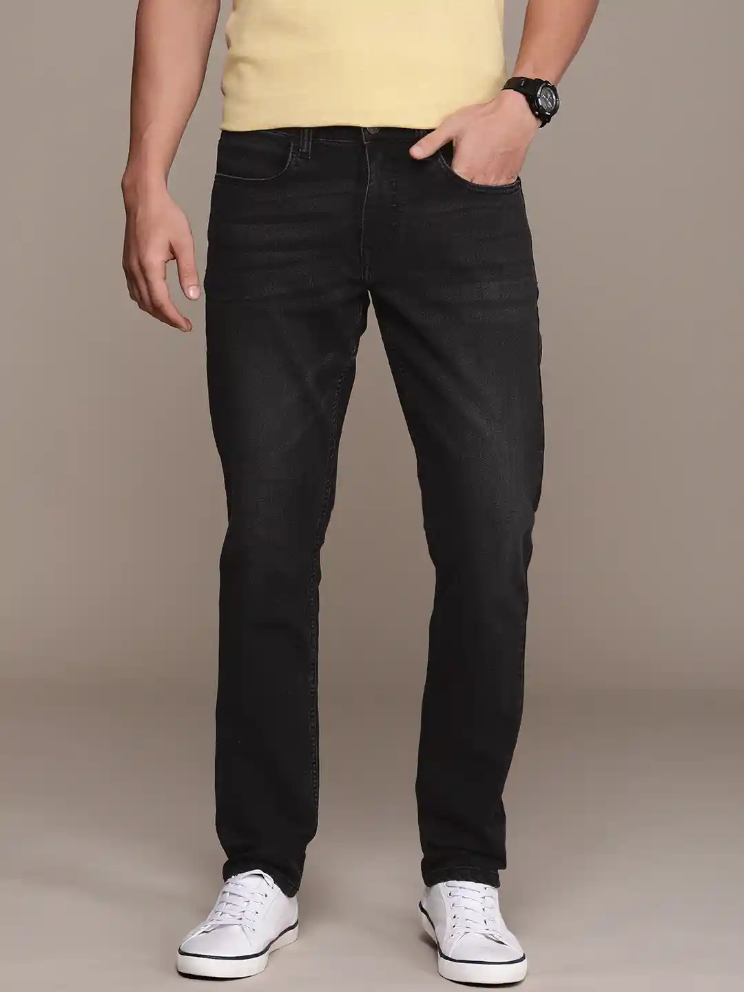 Buy WROGN Men Straight Fit Light Fade Stretchable Jeans Jeans