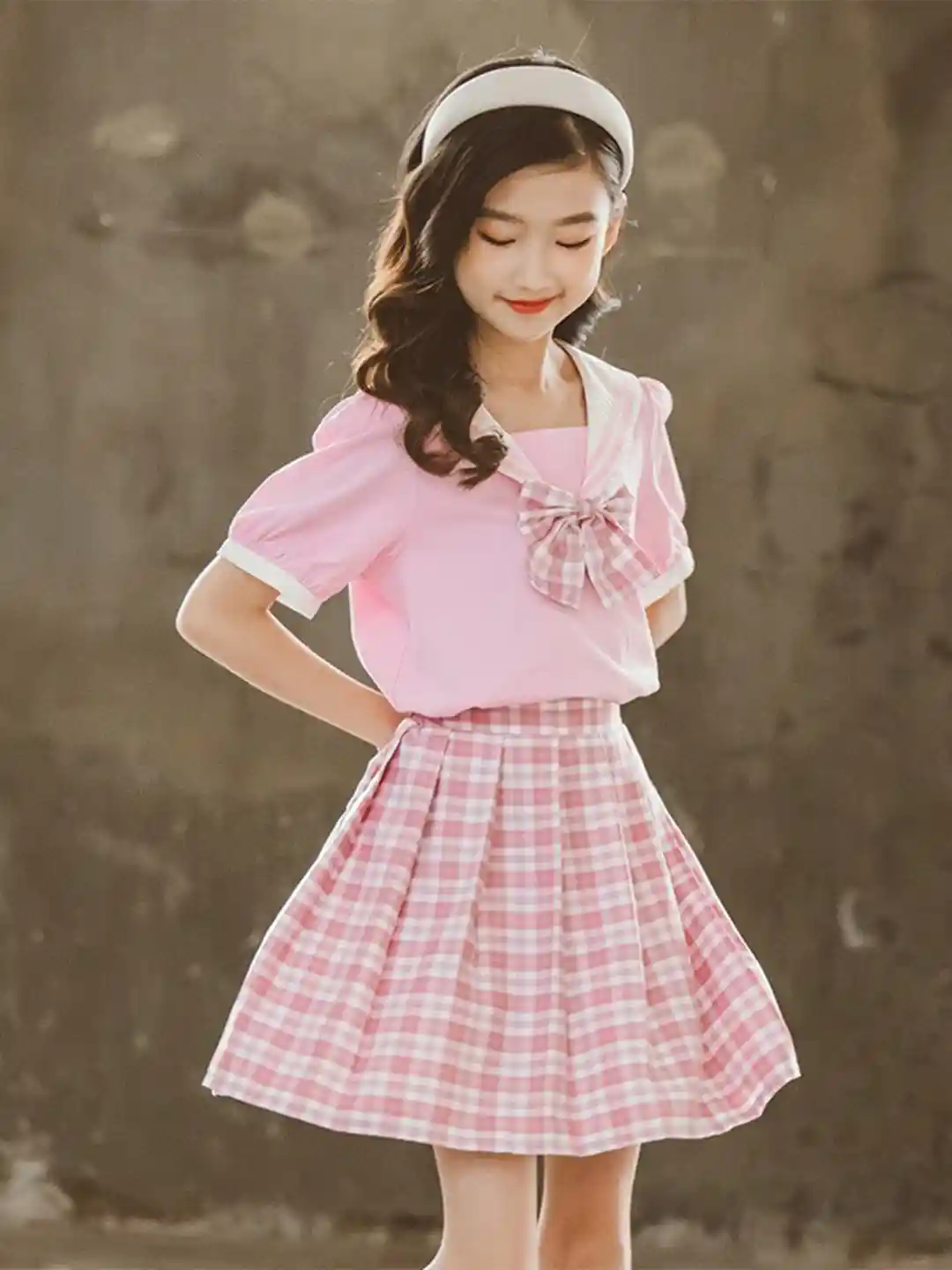 StyleCast Girls Pink Pure Cotton Top with Skirt