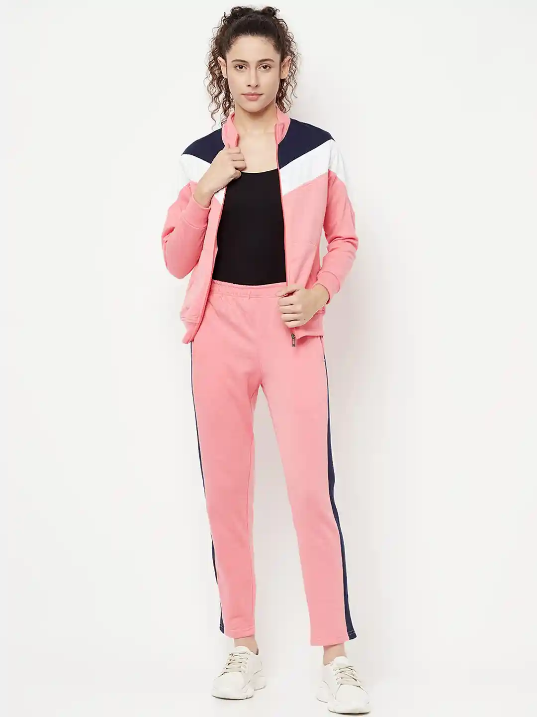 Divine Girl Colourblocked Fleece Cotton Tracksuit