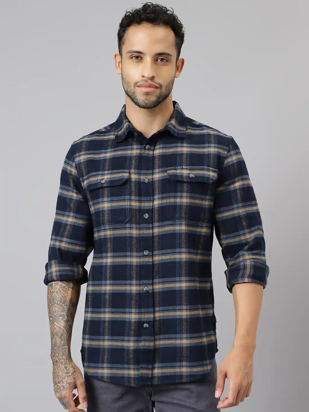 Woodland Buffalo Checked Pure Cotton Flannel Casual Shirt