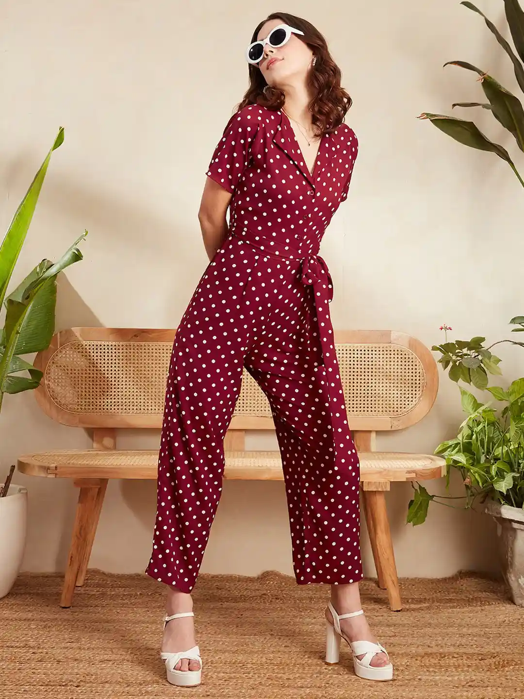 Buy Berrylush Polka Dot Printed Basic Jumpsuit Jumpsuit for