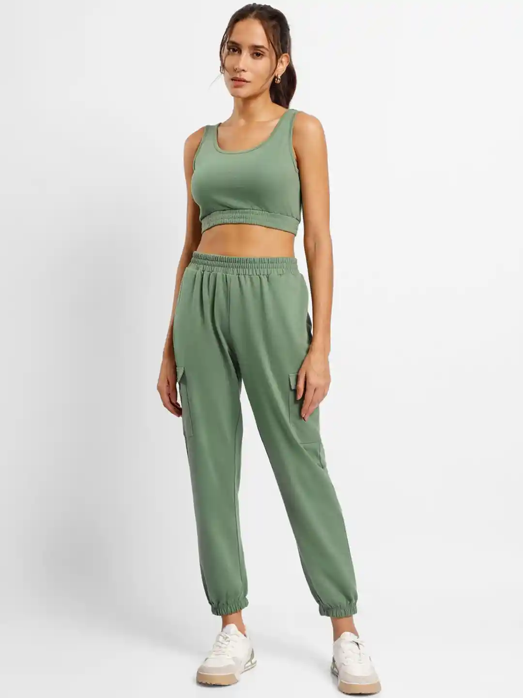 Buy NOBERO Crop Tank Top With Cargo Joggers Co-Ords for Women