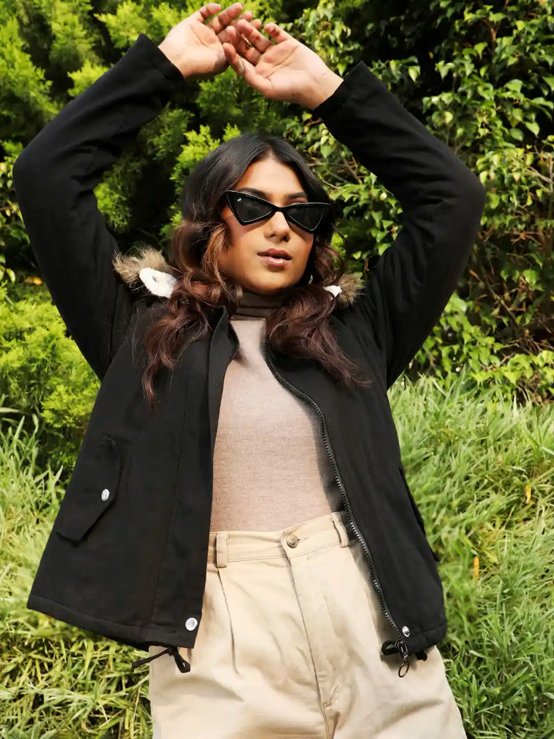 Buy Campus Sutra Black Stand Collar Windcheater Bomber Jacket