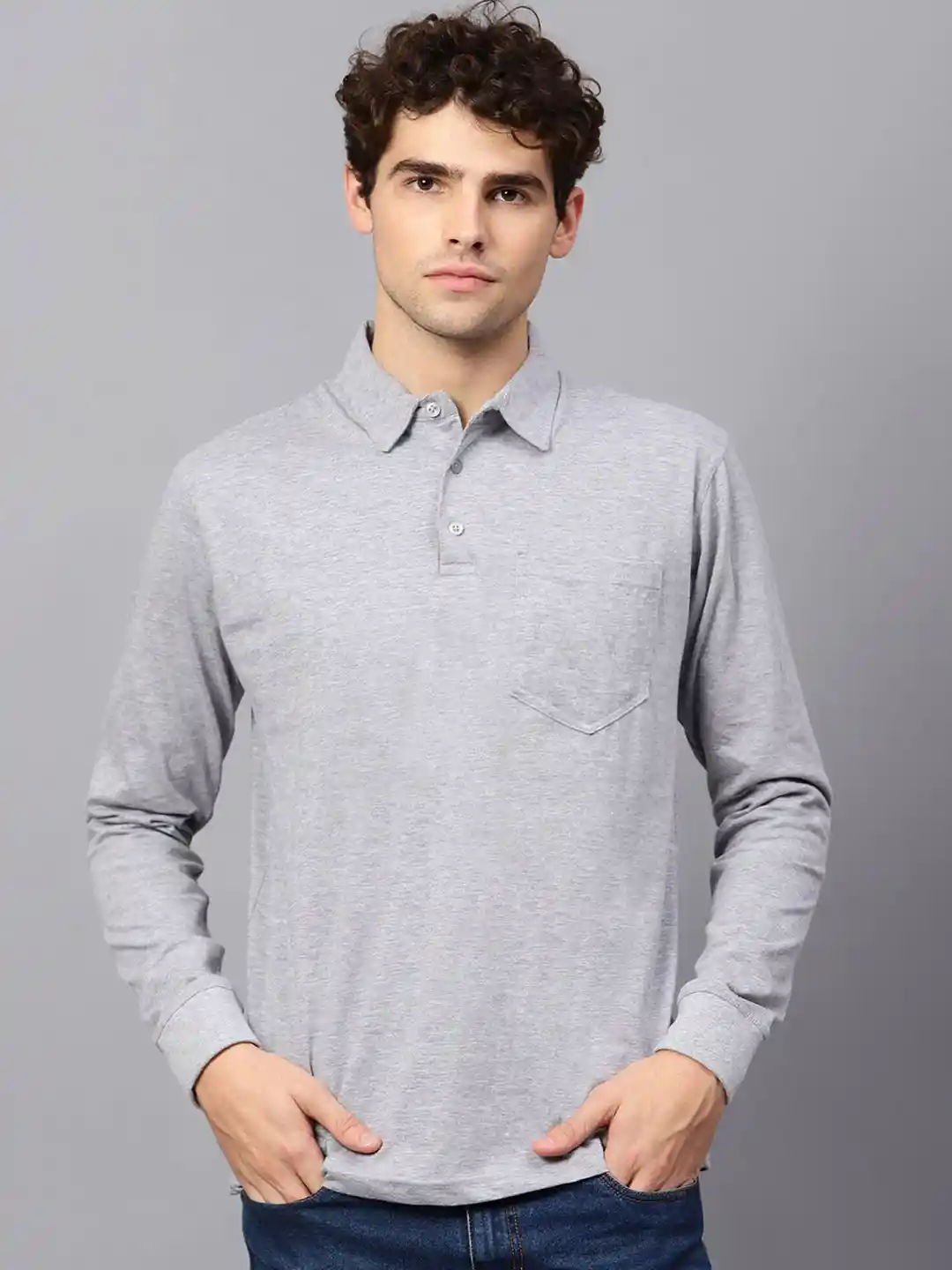 Buy Fleximaa Polo Collar Long Sleeve Pocket Pure Cotton Regular