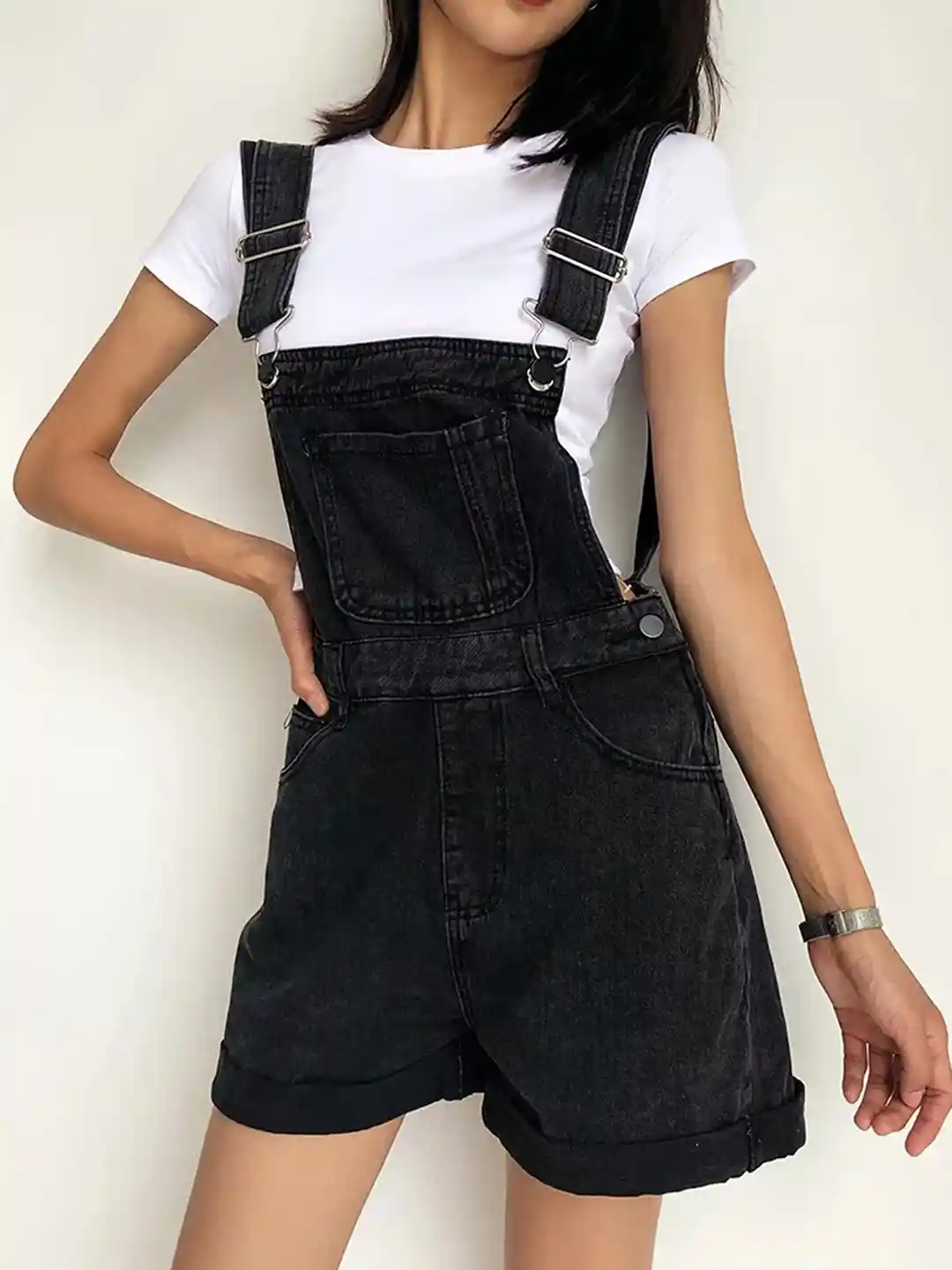 Buy LULU SKY Slim Fit High-Rise Cotton Denim Dungarees