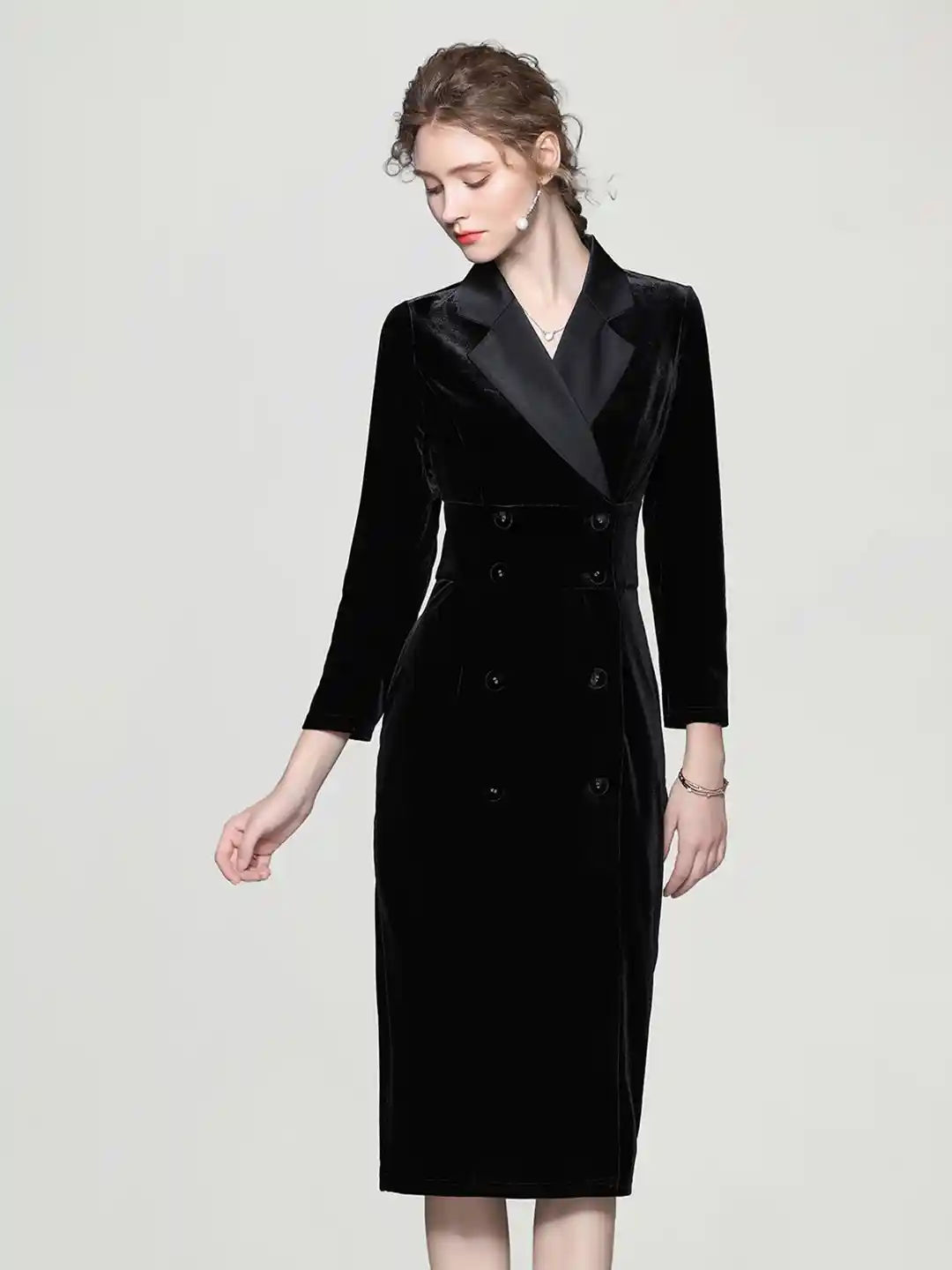 JC Collection Notched Lapel Collar Midi Sheath Dress - Main Image