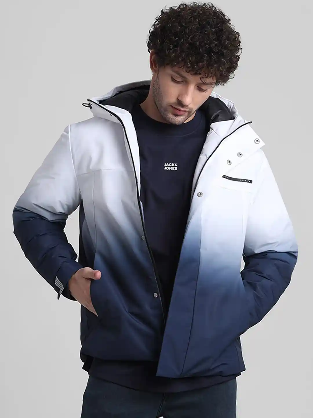 Buy Jack Jones Ombre Printed Hooded Open Front Jacket Jackets