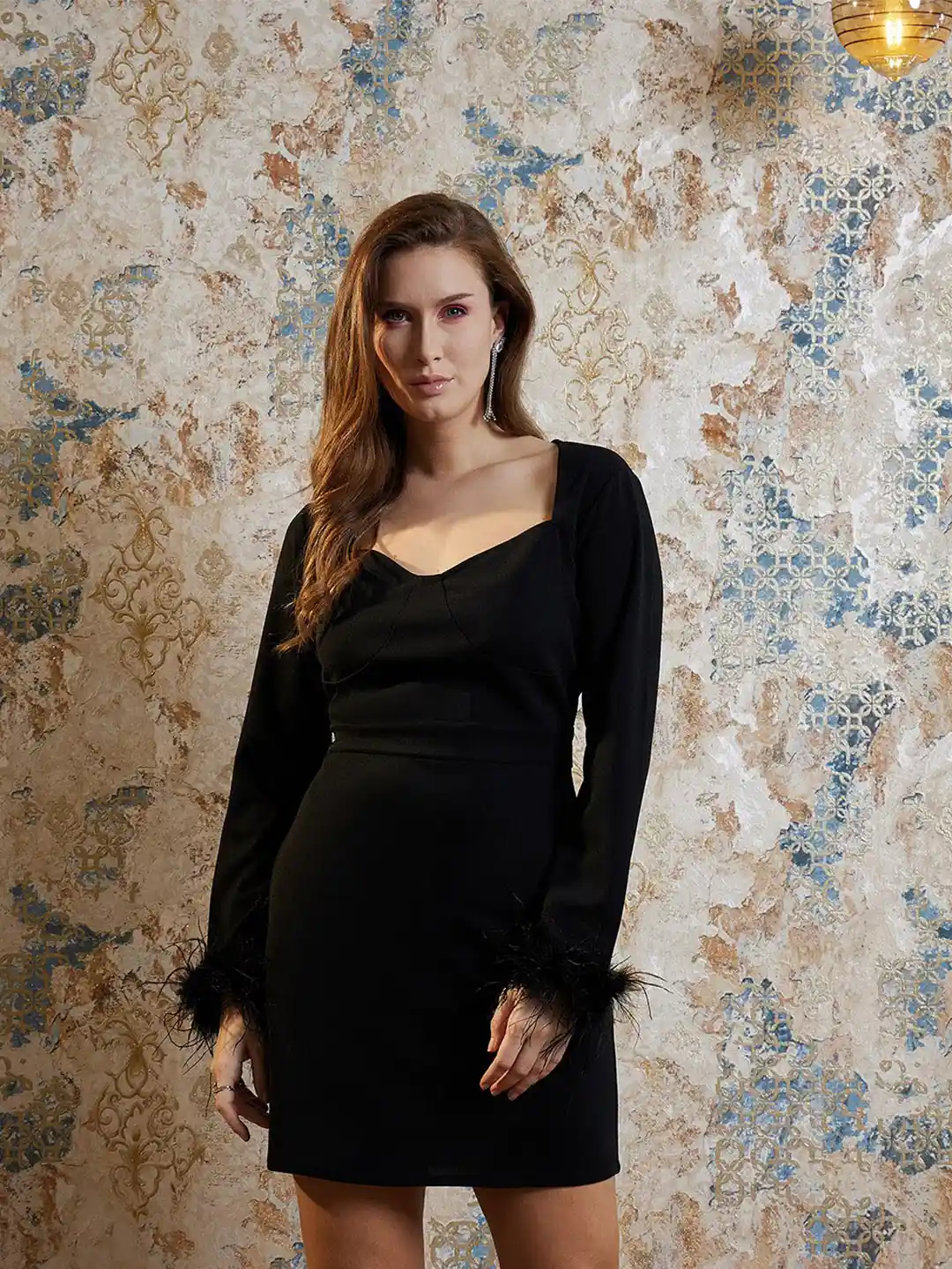 Little Black Dress Long Sleeve Black High Neck Long Sleeve Mini