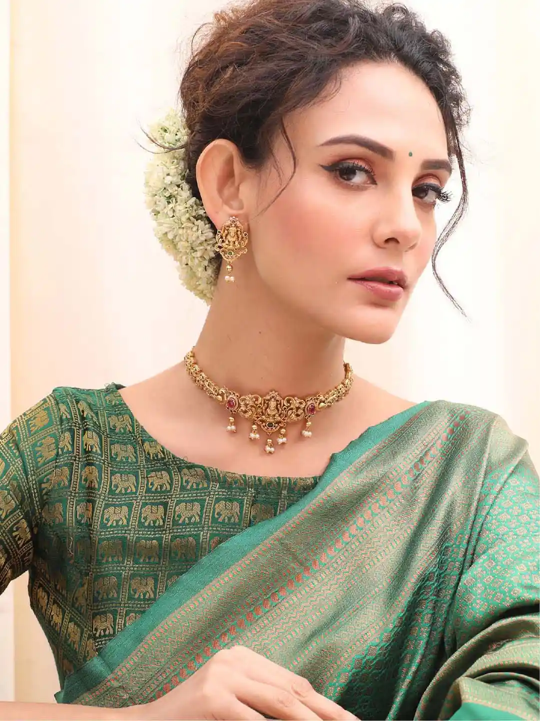 Buy Tarinika Gold-Plated Cubic Zirconia Studded Antique Choker