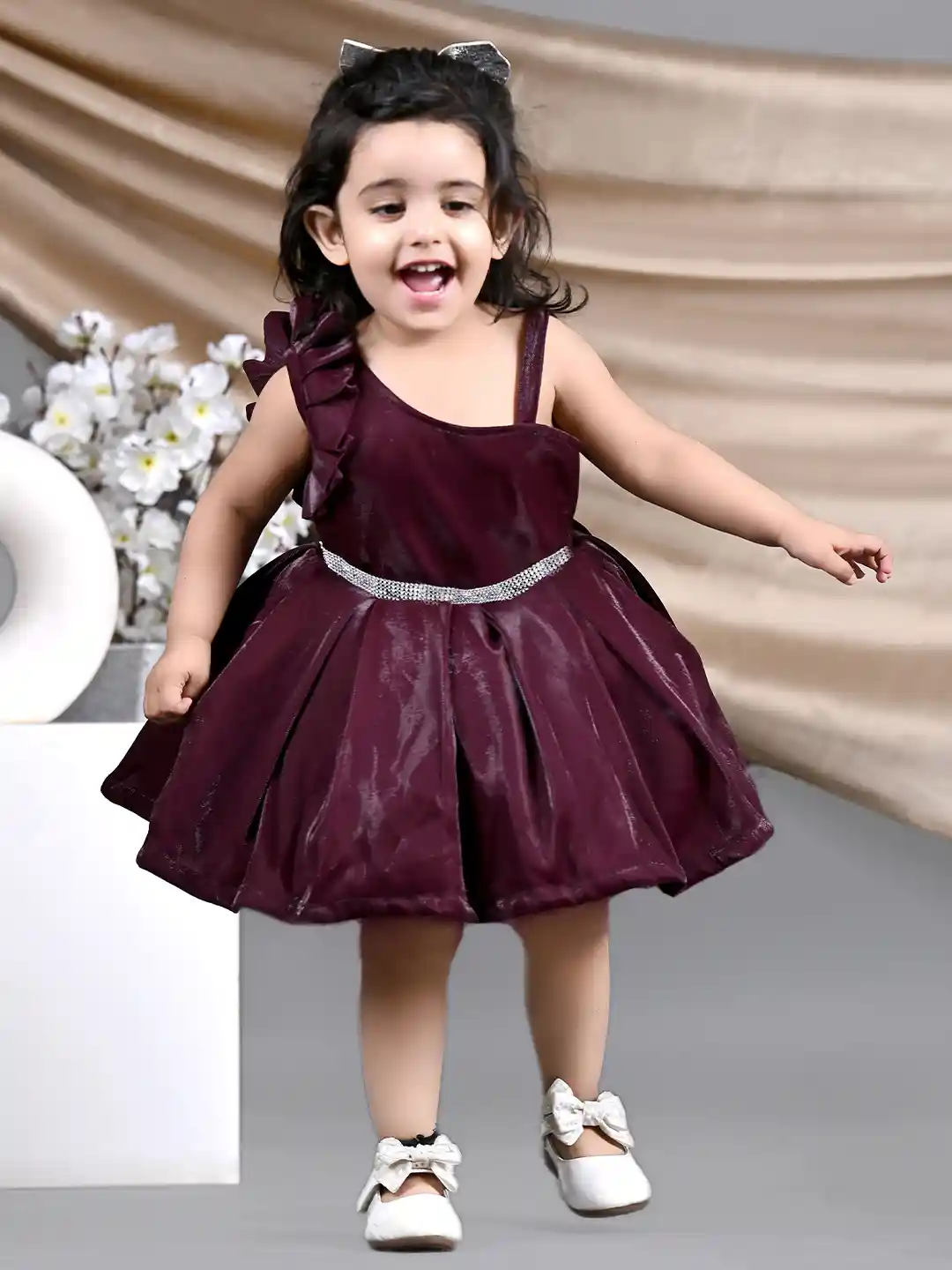 Baby Girl Burgundy Baby Dress Baby Mabel Embroidered Velvet Dress