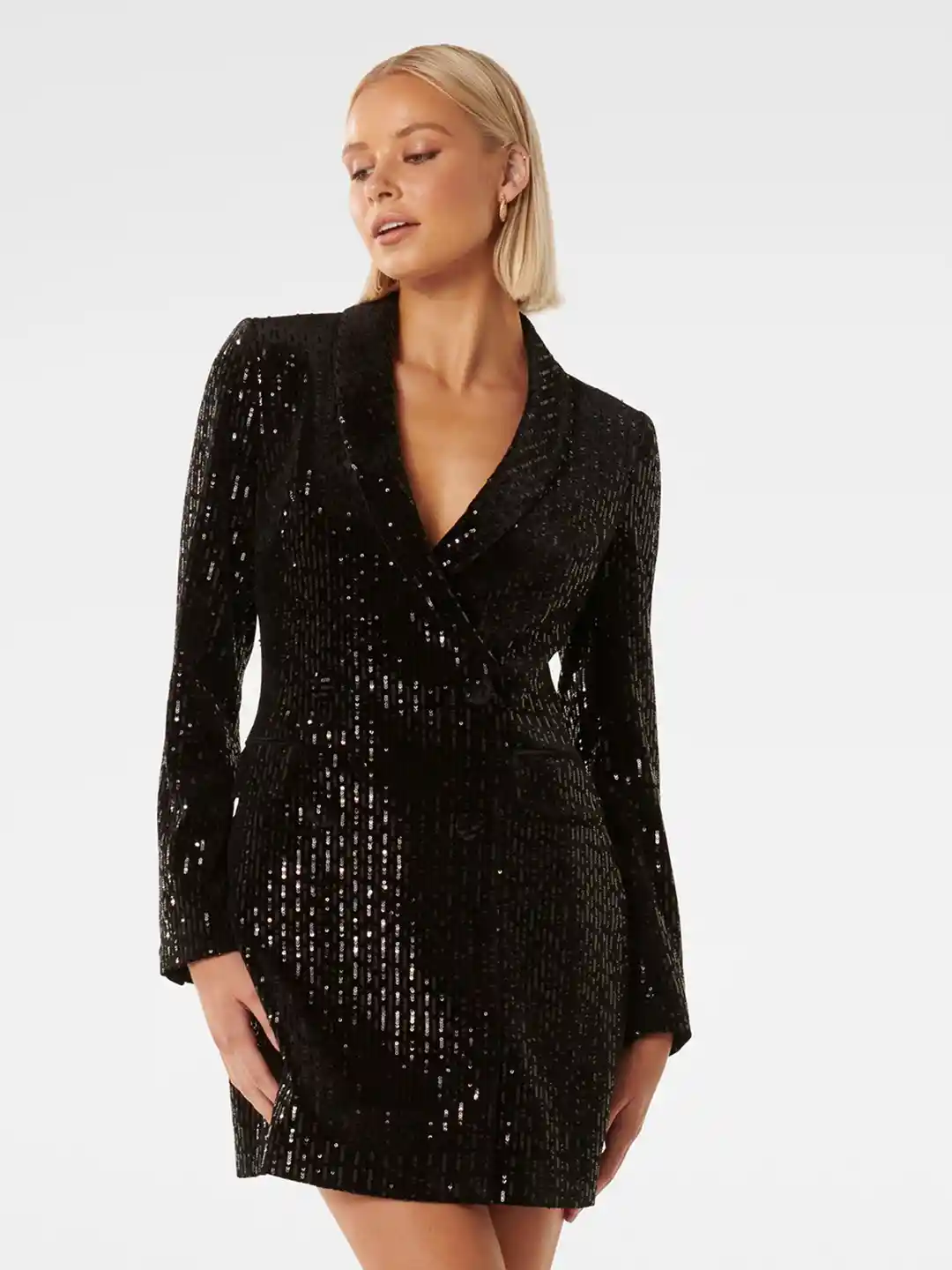 Buy Forever New Embellished Sequinned Velvet Mini Blazer Dress