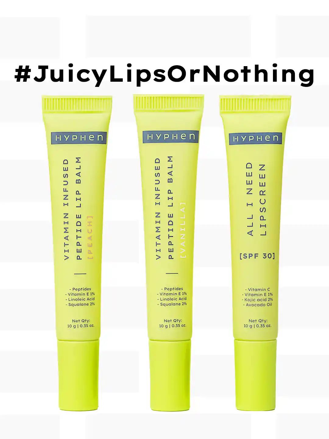 Hyphen Pcs Peptide Lip Balms Peach Vanilla 1Pc Lipscreen with SPF  30 10 g Each