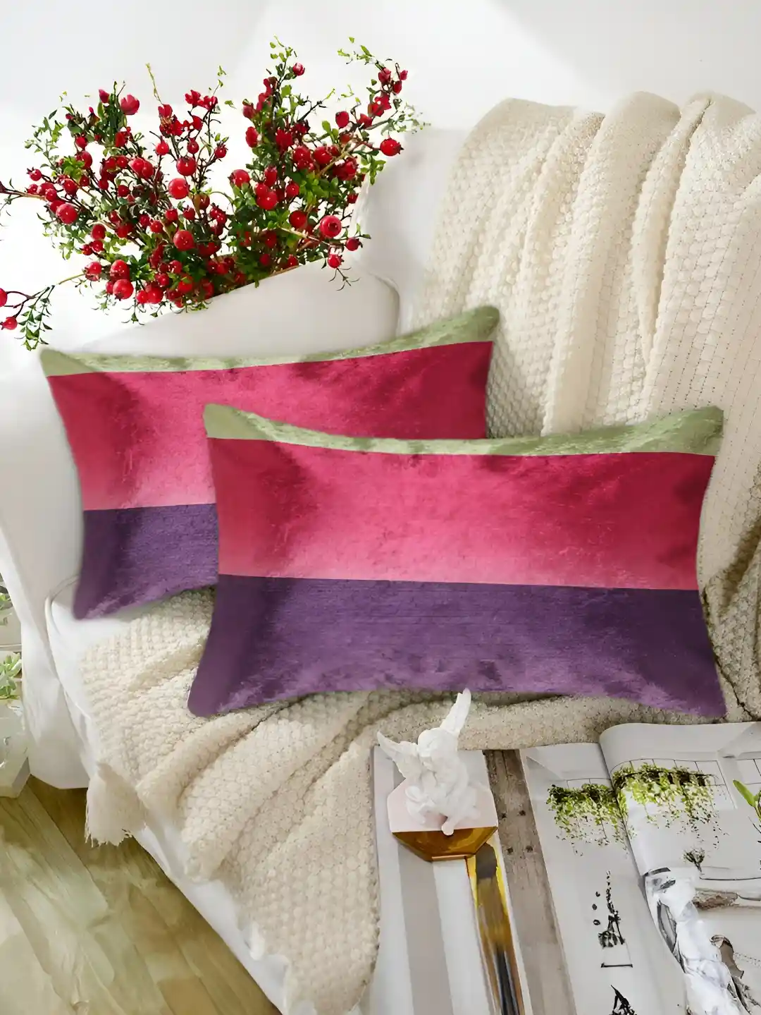 Buy Tesmare Stripe Colourblocked Velvet Durable Pcs Rectangle