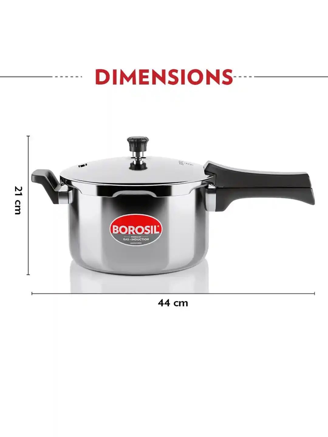BOROSIL Presto Tri-Ply Stainless Steel Induction Base Outer Lid Pressure  Cooker-5 L