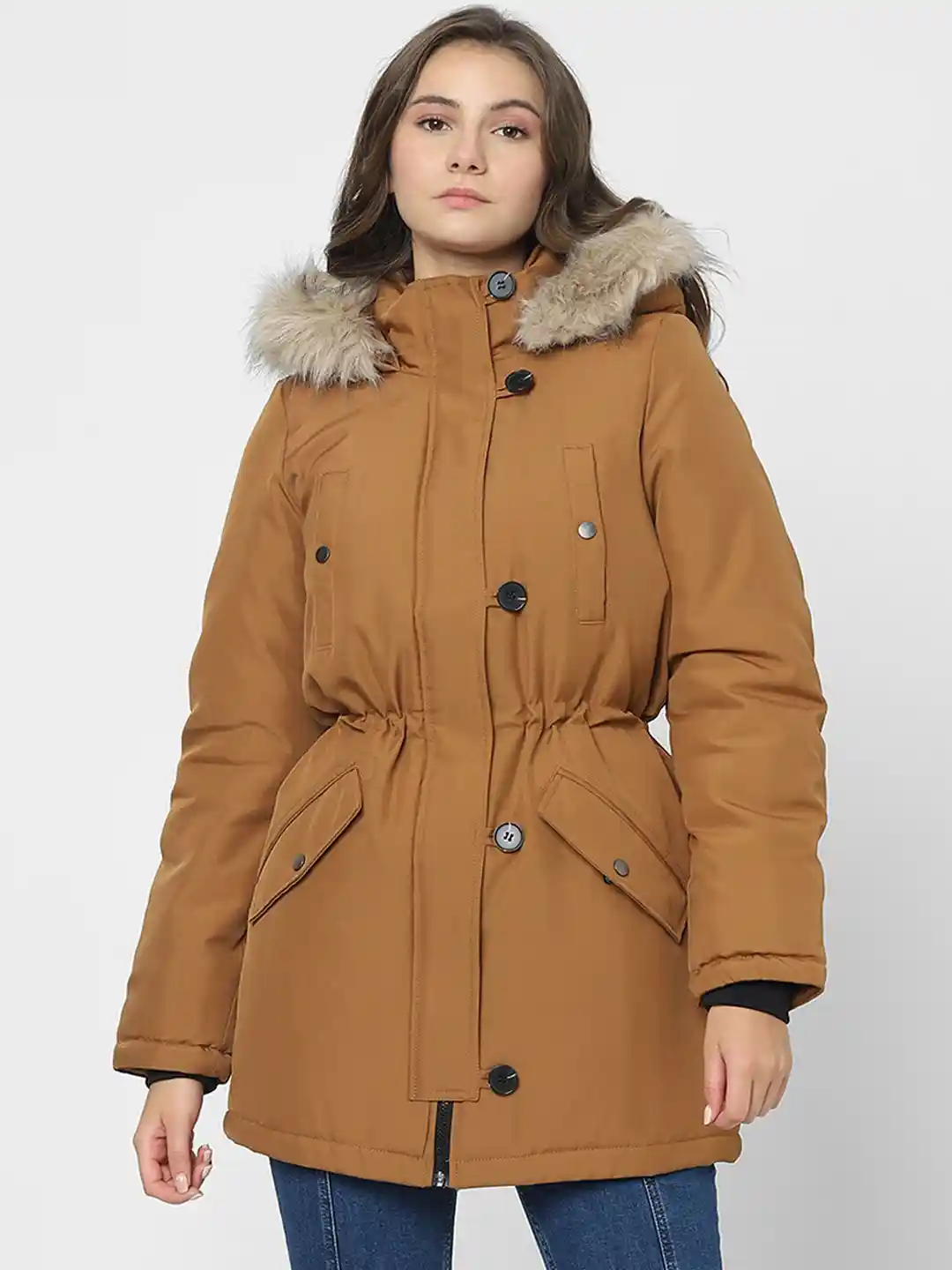 Lightweight Parka Jacket Vero Moda Faux Fur Trim Lightweight