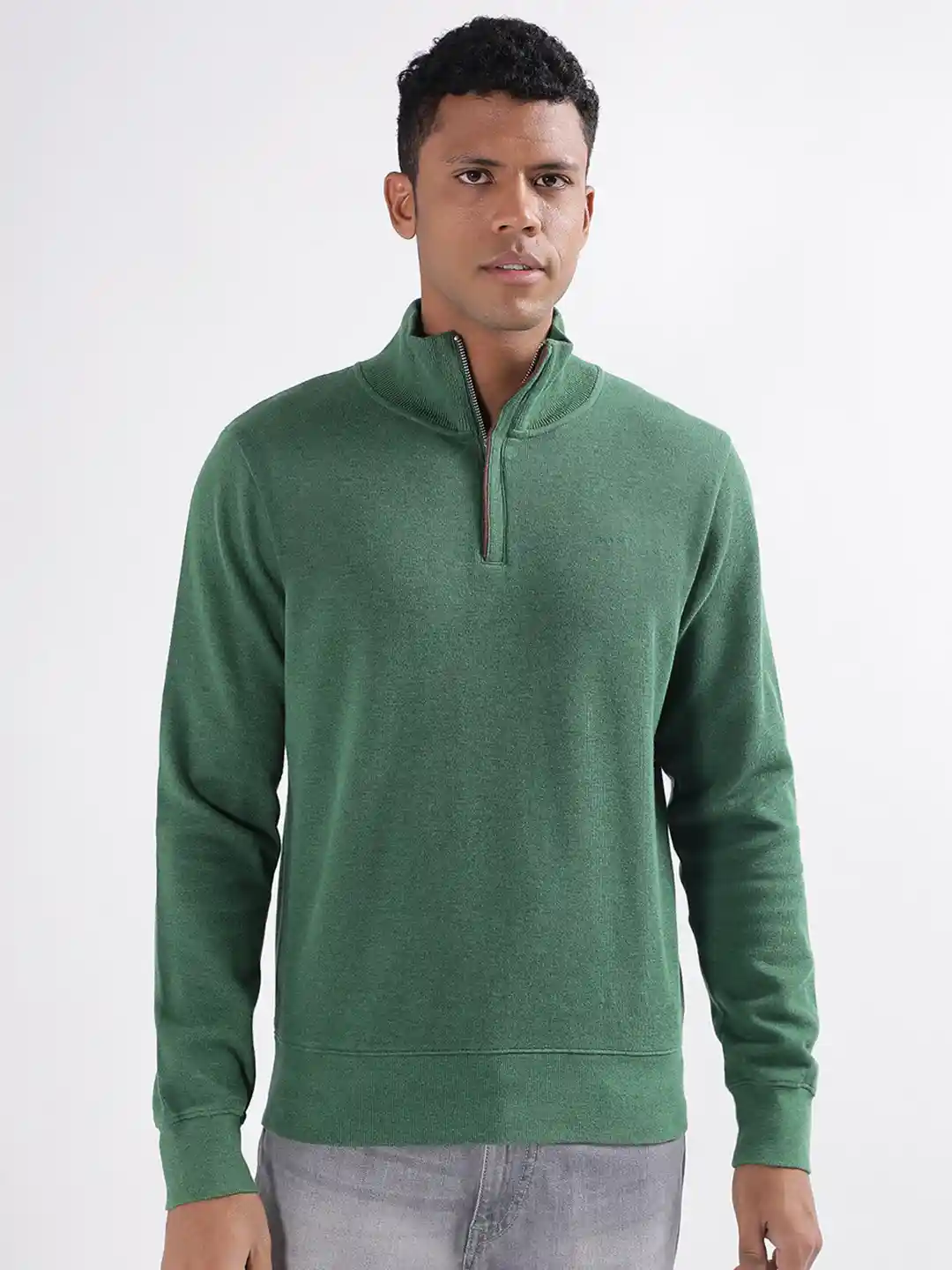 Buy GANT Mock Collar Half Zipper Pure Cotton Pullover Sweatshirt