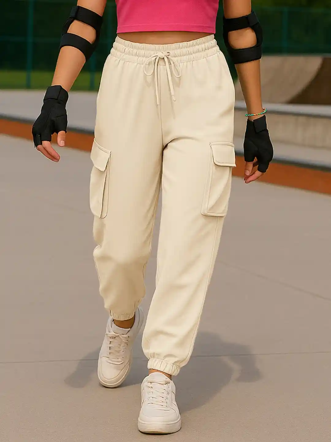 Buy Bewakoof Air Women Swan Oversized Cargo Joggers Track