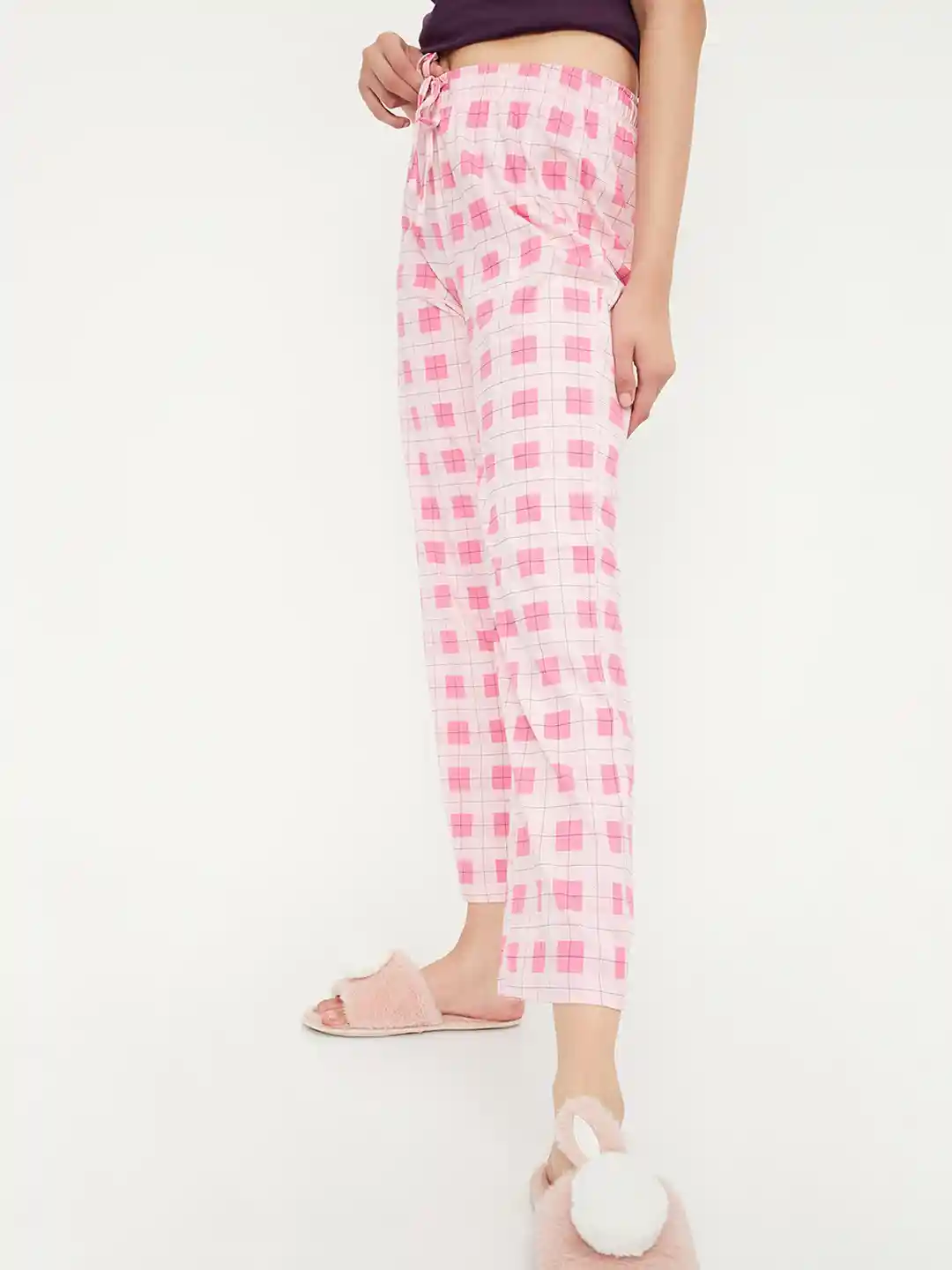 Buy max Women Checked Pure Cotton Lounge Pant Lounge Pants for