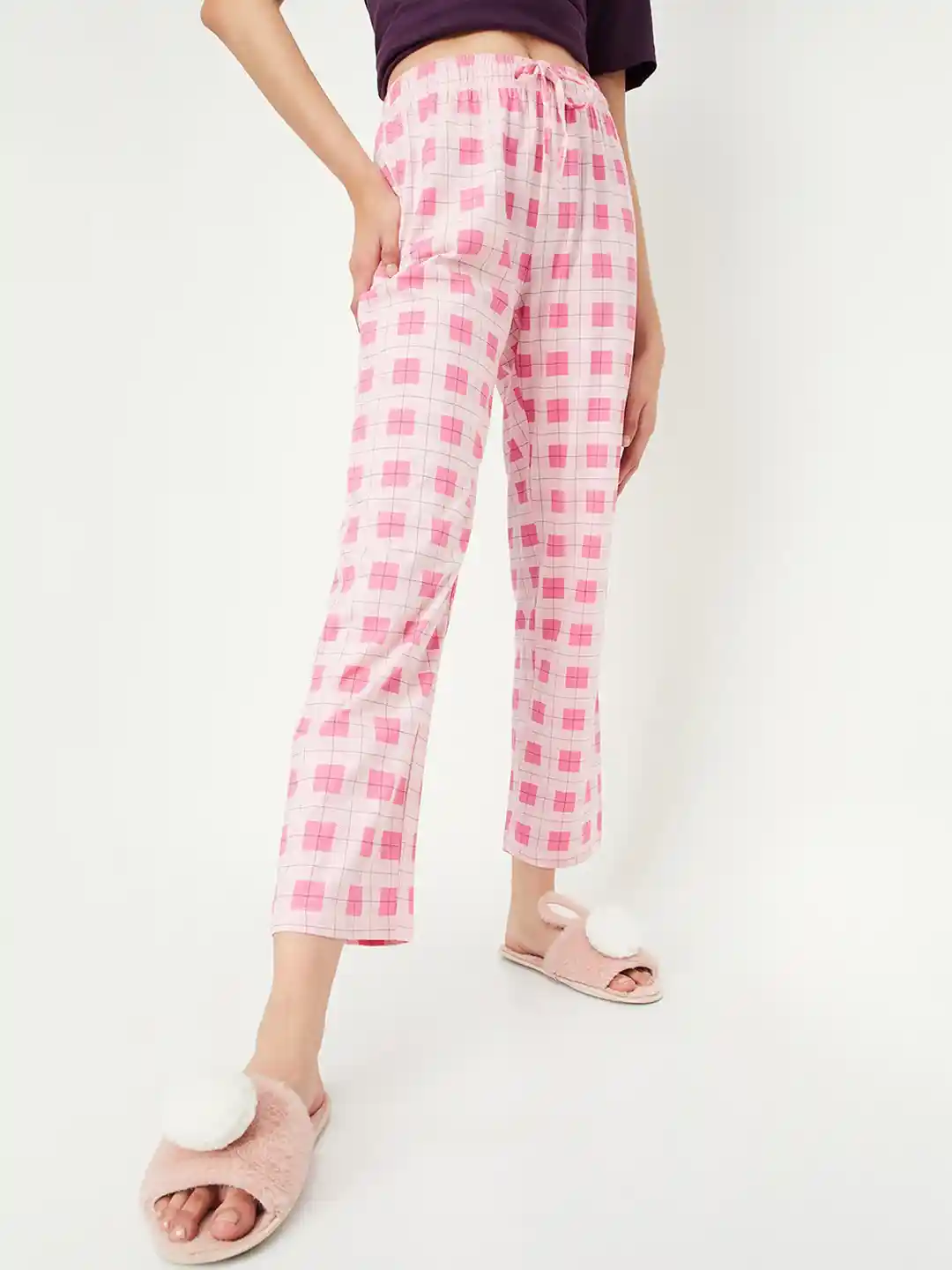 Buy max Women Checked Pure Cotton Lounge Pant Lounge Pants for