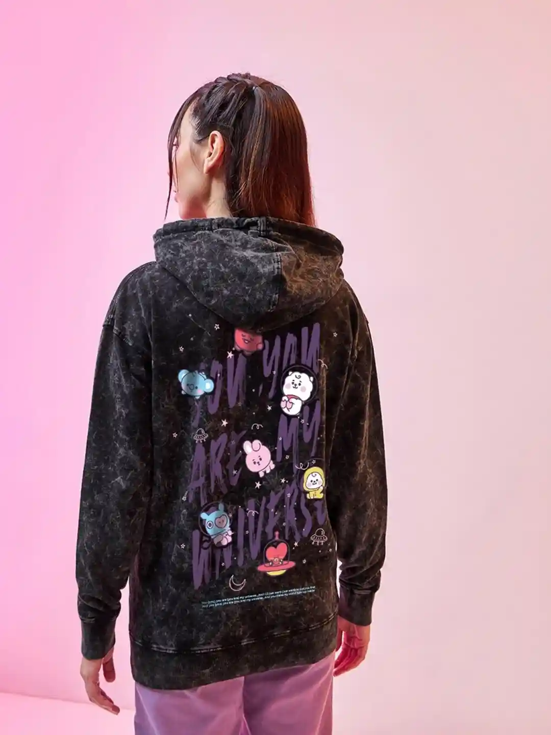 Buy Bewakoof BTS My Universe Printed Hooded Fleece Pullover