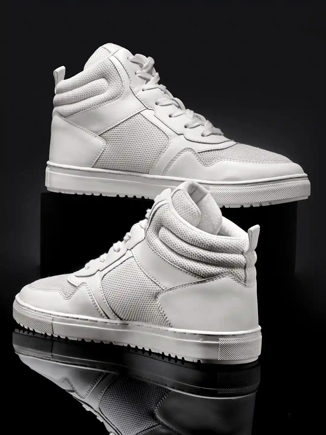 High Ankle Mens White Mid Top Sneakers HRX By Hrithik Roshan